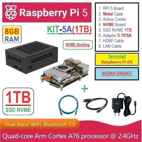 KIT-5A(1TB)  Raspberry Pi 5 (8GB RAM) KIT NVME SSD 1TB - Complete SET